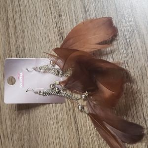 Brown Feather Earrings